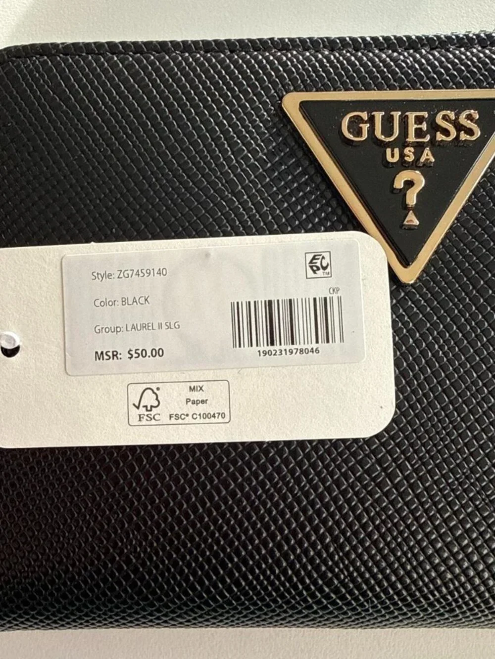 Guess Wallet Black Saffiano Laurel